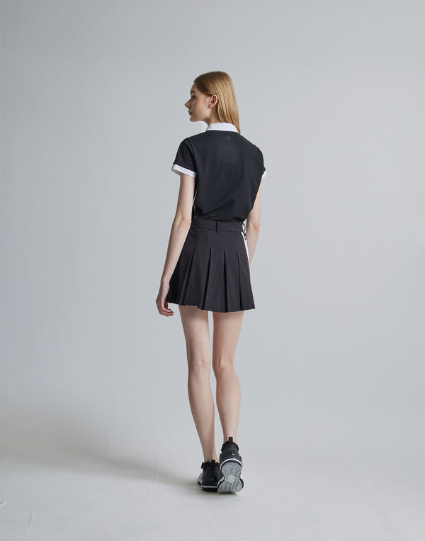 CRONOS BLACK SIDE LINE SKIRT [BLACK×WHITE]