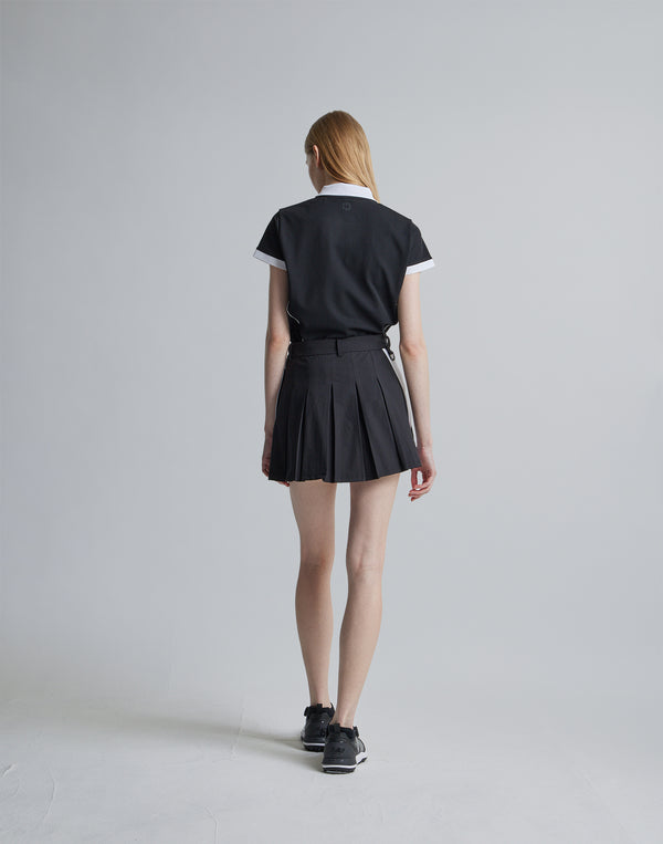 CRONOS BLACK SIDE LINE SKIRT [BLACK×WHITE]