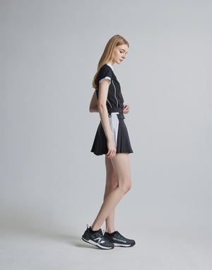 CRONOS BLACK SIDE LINE SKIRT [BLACK×WHITE]