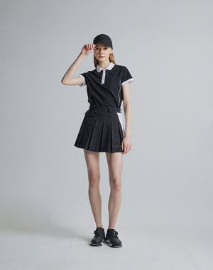CRONOS BLACK SIDE LINE SKIRT [BLACK×WHITE]