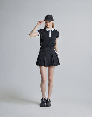 CRONOS BLACK SIDE LINE SKIRT [BLACK×WHITE]