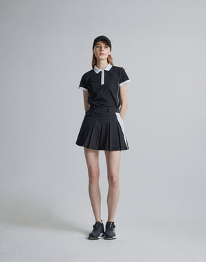 CRONOS BLACK SIDE LINE SKIRT [BLACK×WHITE]