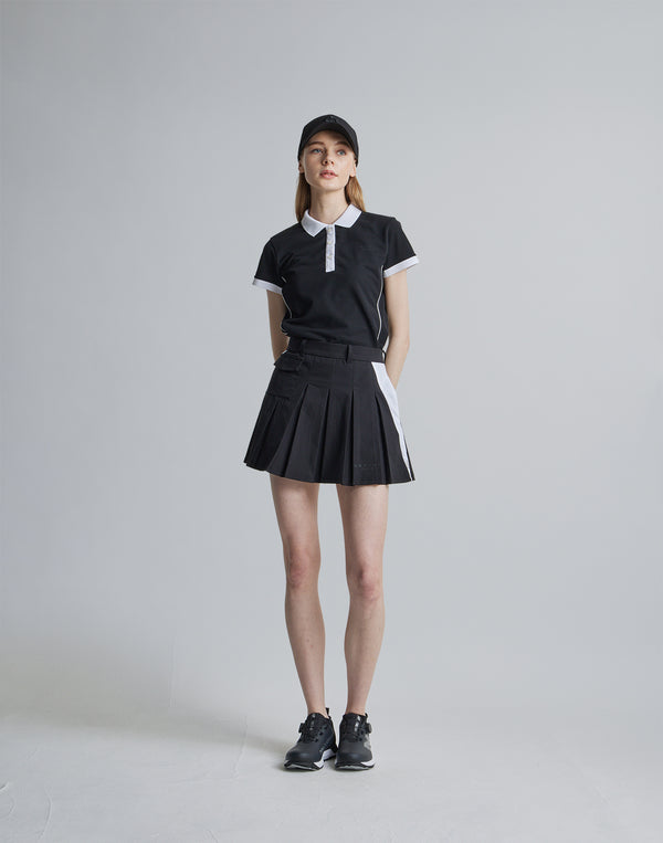CRONOS BLACK SIDE LINE SKIRT [BLACK×WHITE]