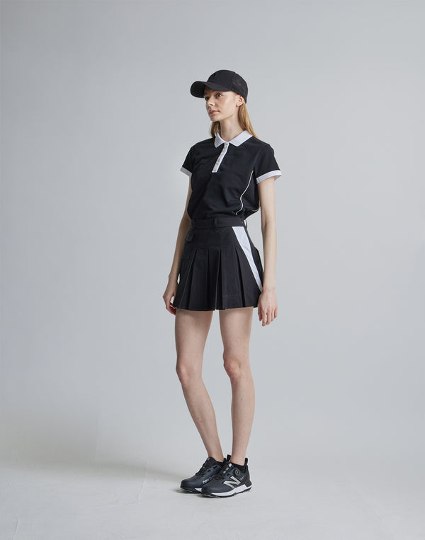 CRONOS BLACK SIDE LINE SKIRT [BLACK×WHITE]