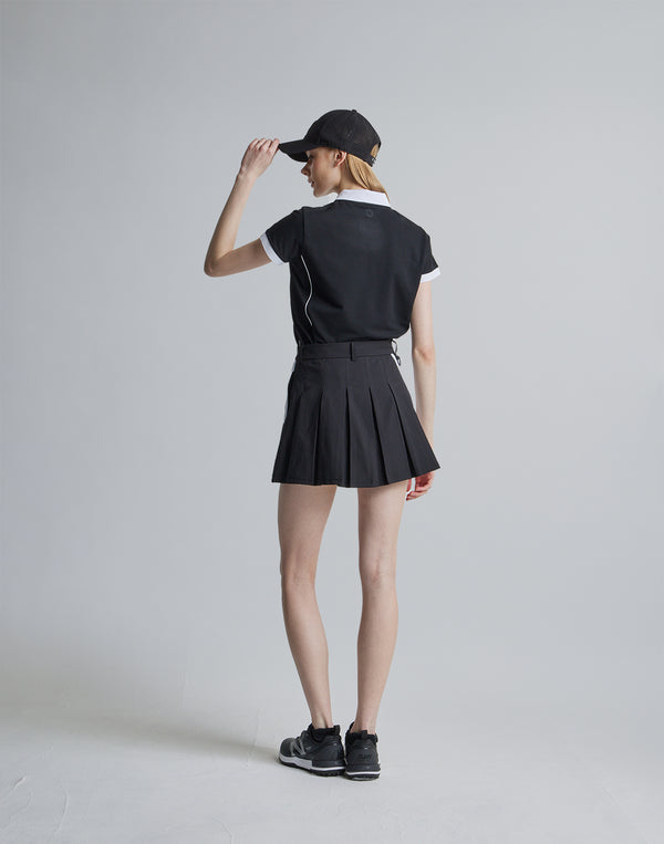 CRONOS BLACK SIDE LINE SKIRT [BLACK×WHITE]