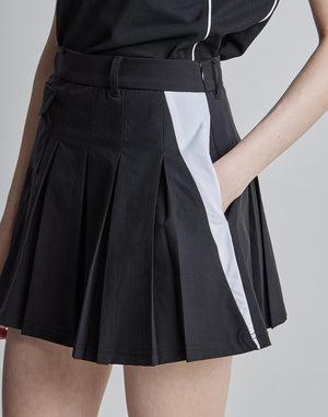 CRONOS BLACK SIDE LINE SKIRT [BLACK×WHITE]