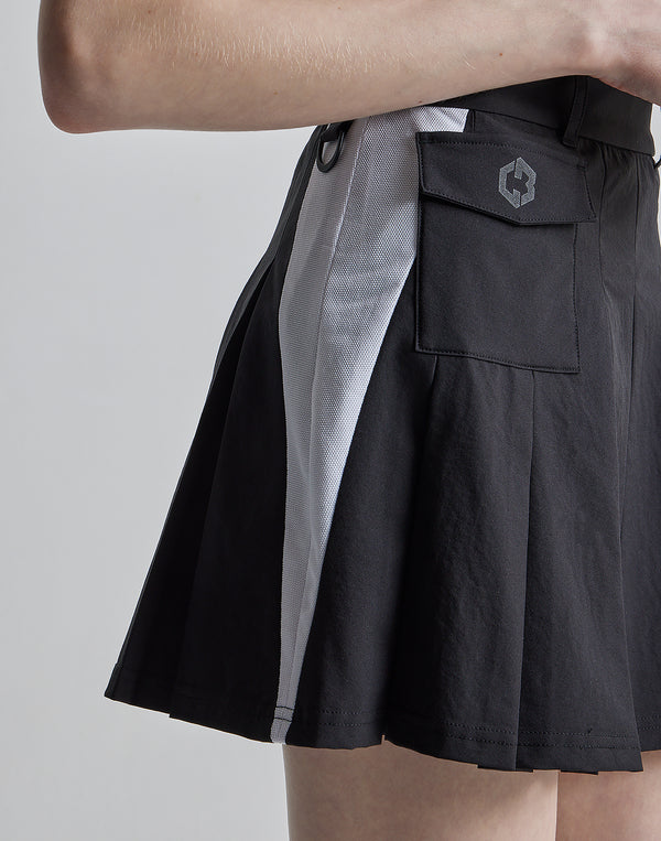 CRONOS BLACK SIDE LINE SKIRT [BLACK×WHITE]