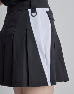 CRONOS BLACK SIDE LINE SKIRT [BLACK×WHITE]