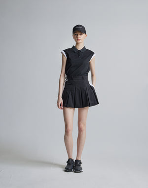 CRONOS BLACK SLEEVELESS POLO [BLACK]