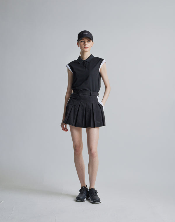 CRONOS BLACK SLEEVELESS POLO [BLACK]