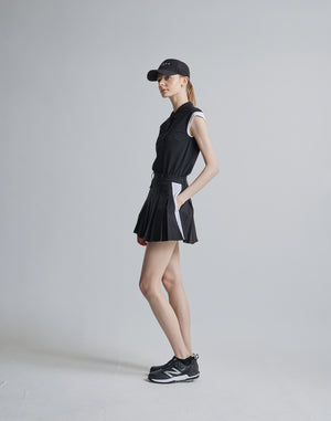 CRONOS BLACK SIDE LINE SKIRT [BLACK×WHITE]