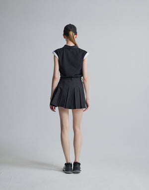 CRONOS BLACK SLEEVELESS POLO [BLACK]