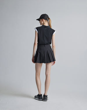 CRONOS BLACK SLEEVELESS POLO [BLACK]