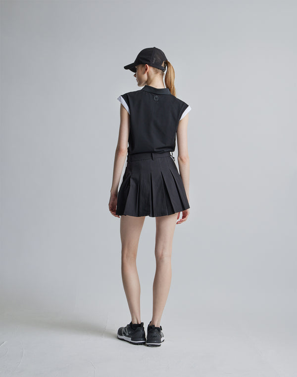 CRONOS BLACK SLEEVELESS POLO [BLACK]