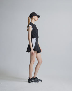 CRONOS BLACK SLEEVELESS POLO [BLACK]