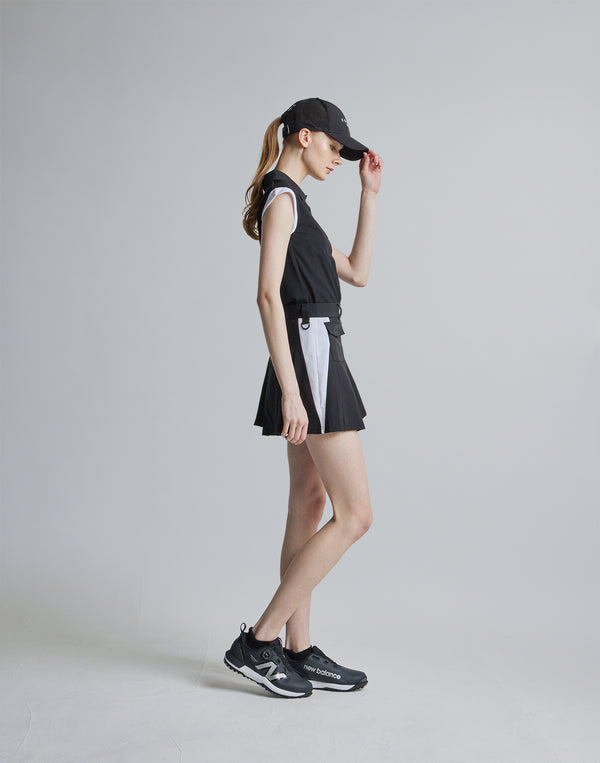 CRONOS BLACK SLEEVELESS POLO [BLACK]