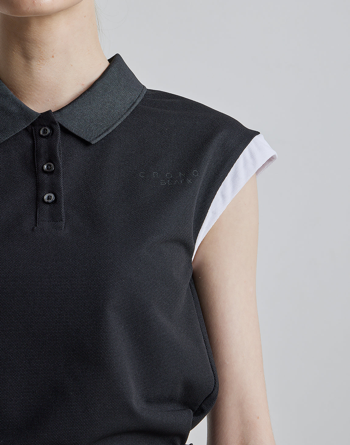 CRONOS BLACK SLEEVELESS POLO【ORANGE】