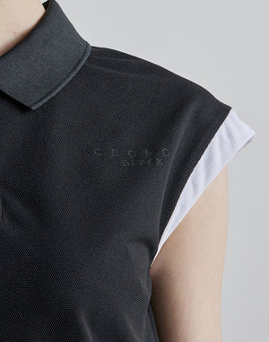 CRONOS BLACK SLEEVELESS POLO [ORANGE]
