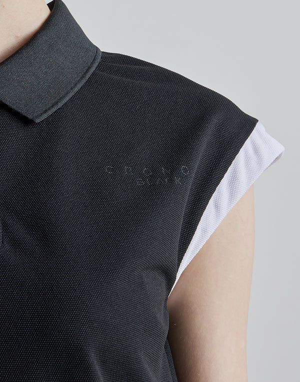 CRONOS BLACK SLEEVELESS POLO [ORANGE]