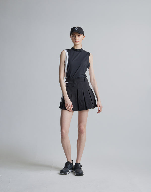 CRONOS BLACK MOCK NECK SLEEVELESS [BLACK]