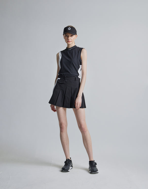 CRONOS BLACK MOCK NECK SLEEVELESS [BLACK]