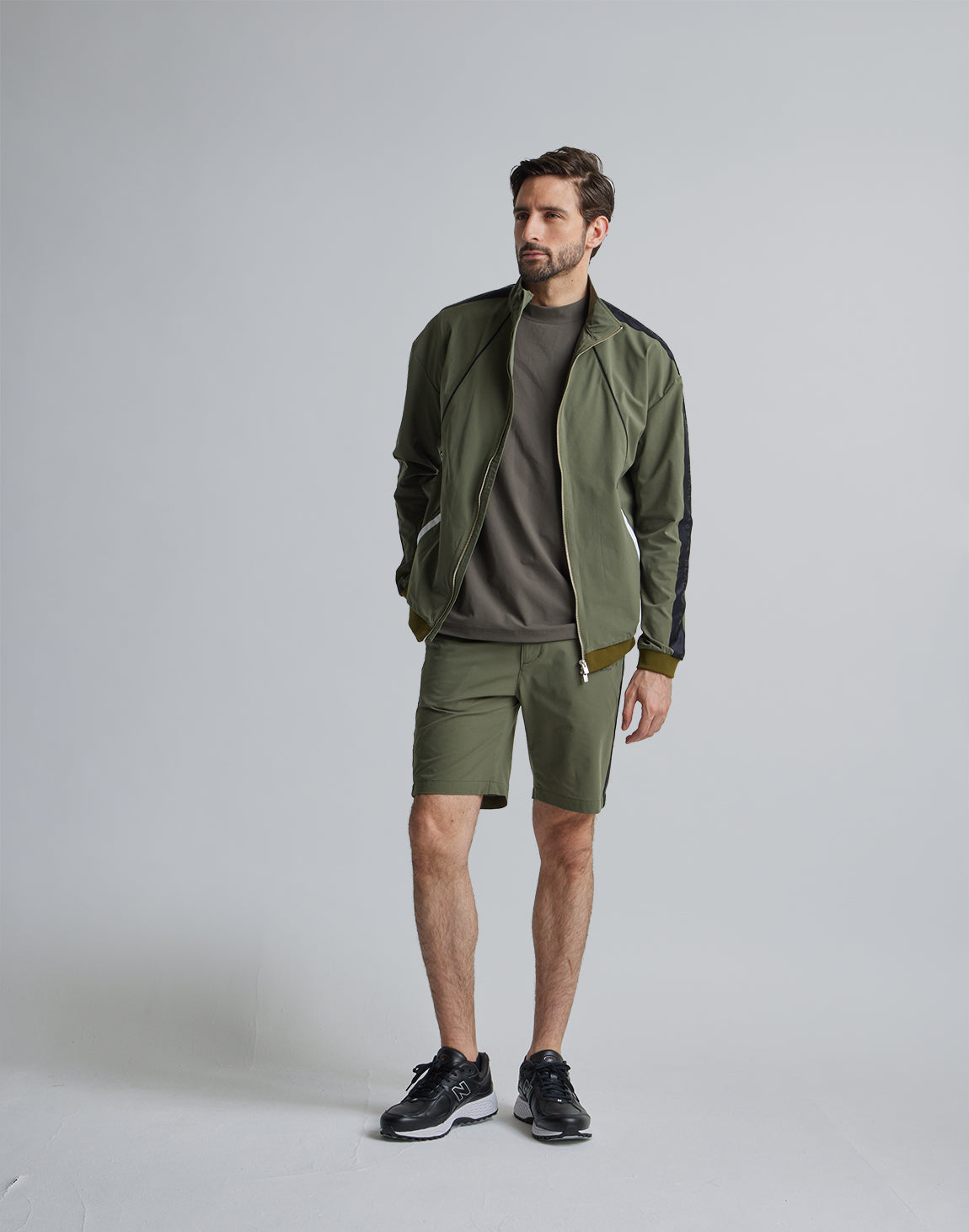 CRONOS BLACK SIDE LINE SHORTS【OLIVE】