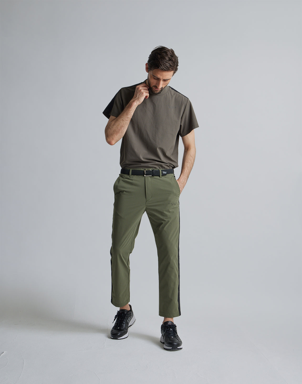 CRONOS BLACK SIDE LINE MOCKNECK【KHAKI】