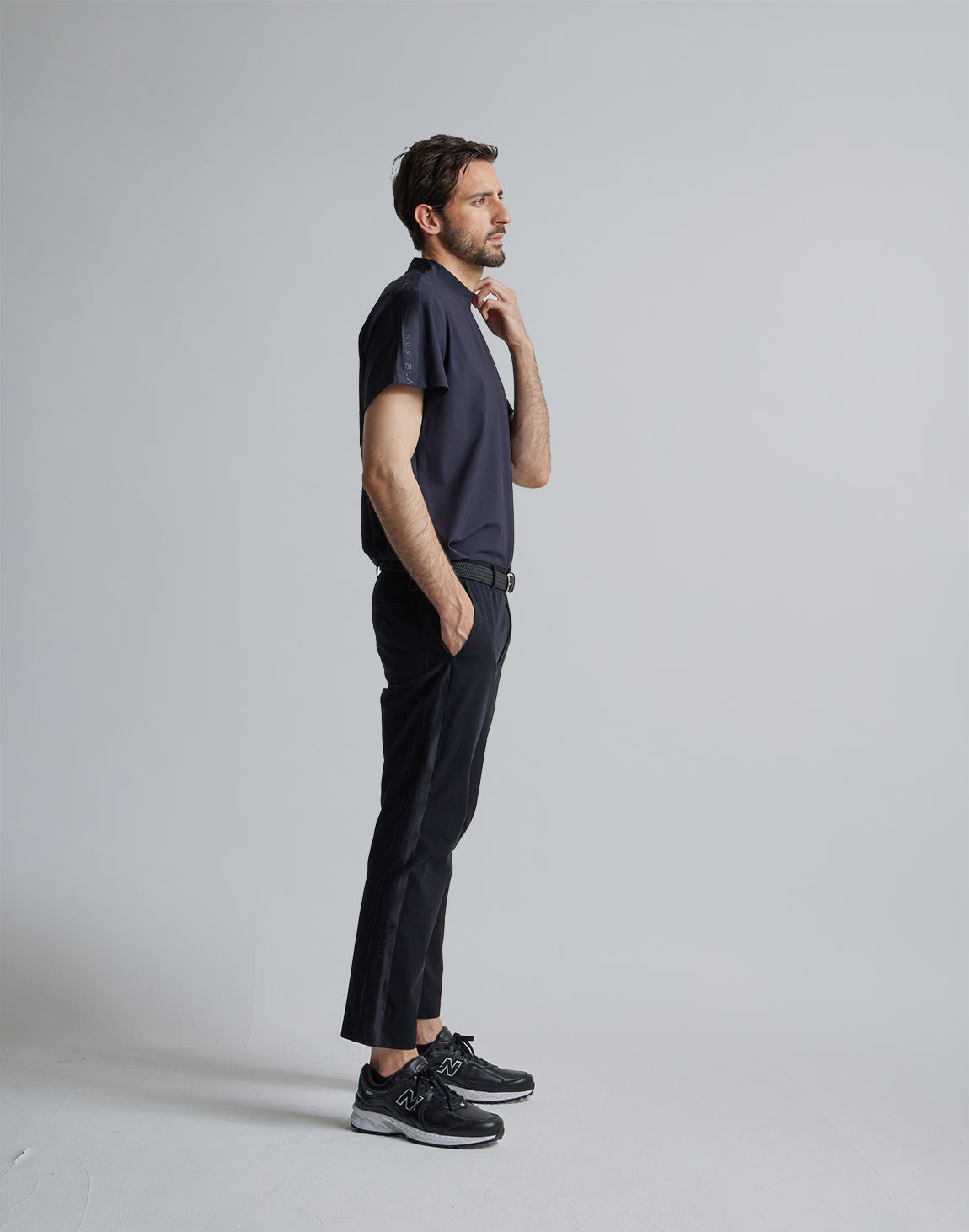 CRONOS BLACK SIDE LINE MOCKNECK【BLACK】