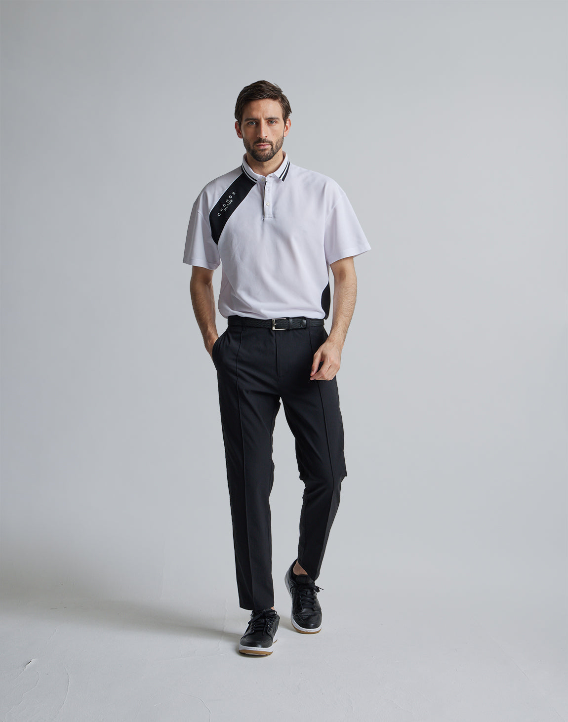 CRONOS BLACK LINE POLO【WHITE】