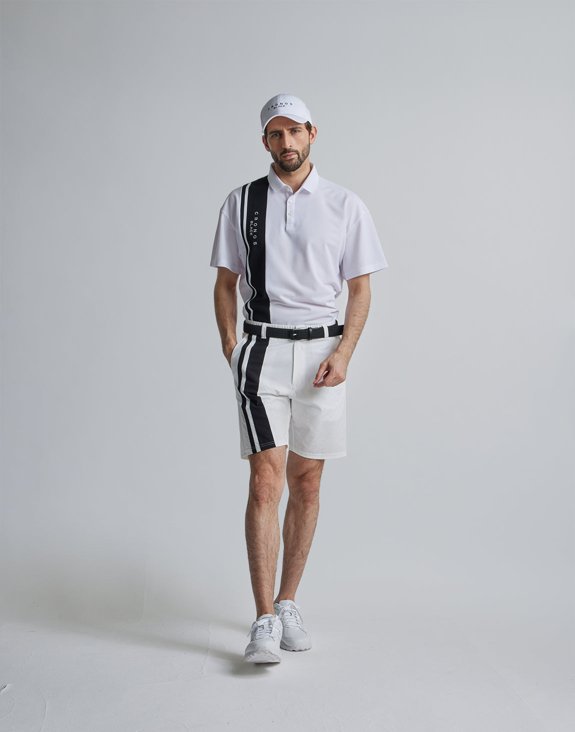 CRONOS BLACK 2LINE SHORTS【WHITE】
