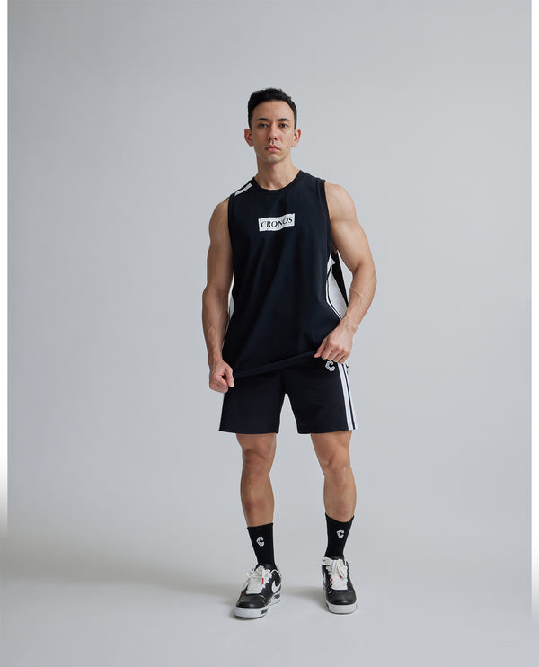 CRONOS 2LINE MESH SLEEVELESS【BLACK×WHITE】