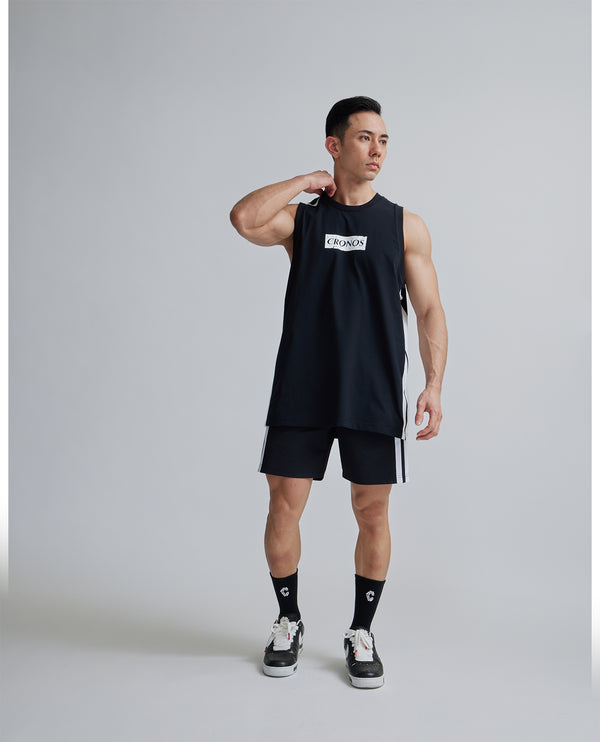 CRONOS 2LINE MESH SLEEVELESS【BLACK×WHITE】