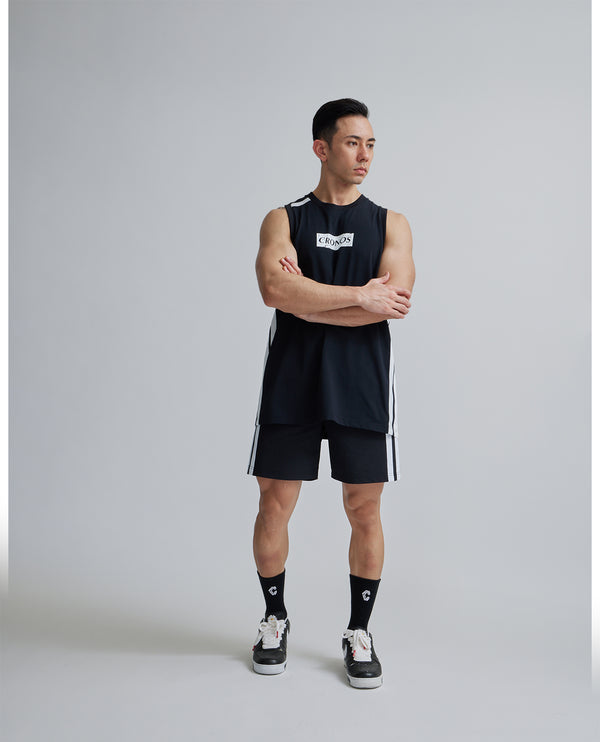 CRONOS 2LINE MESH SLEEVELESS【BLACK×WHITE】