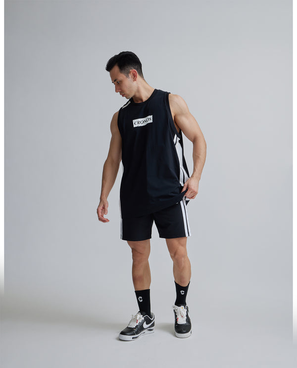 CRONOS 2LINE MESH SLEEVELESS【BLACK×WHITE】