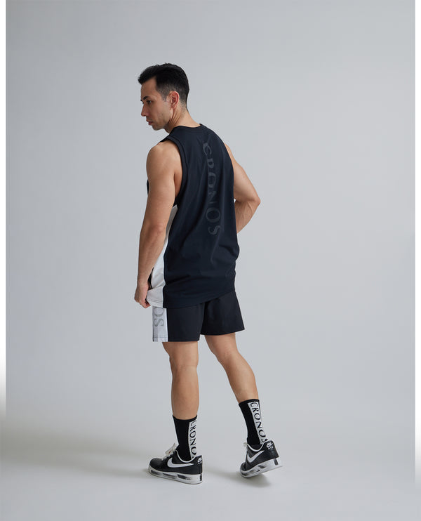 CRONOS 2LINE MESH SLEEVELESS【BLACK×WHITE】