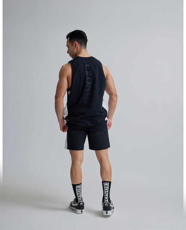 CRONOS 2LINE MESH SLEEVELESS【BLACK×WHITE】
