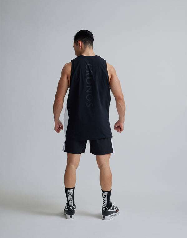 CRONOS 2LINE MESH SLEEVELESS【BLACK×WHITE】