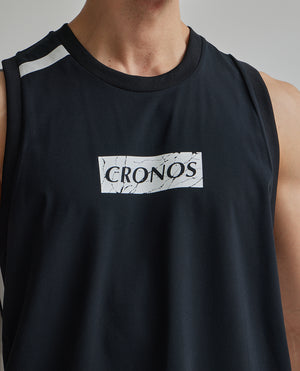 CRONOS 2LINE MESH SLEEVELESS【BLACK×WHITE】