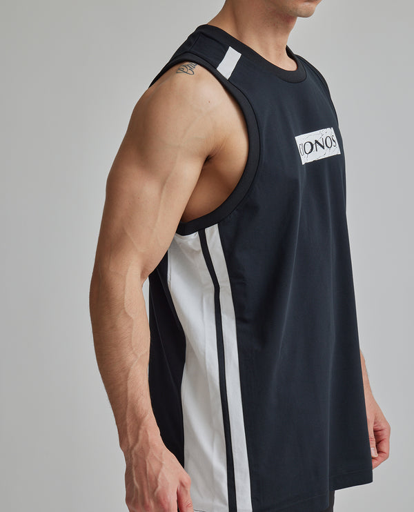 CRONOS 2LINE MESH SLEEVELESS【BLACK×WHITE】