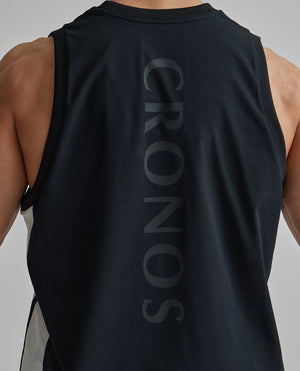 CRONOS 2LINE MESH SLEEVELESS【BLACK×WHITE】