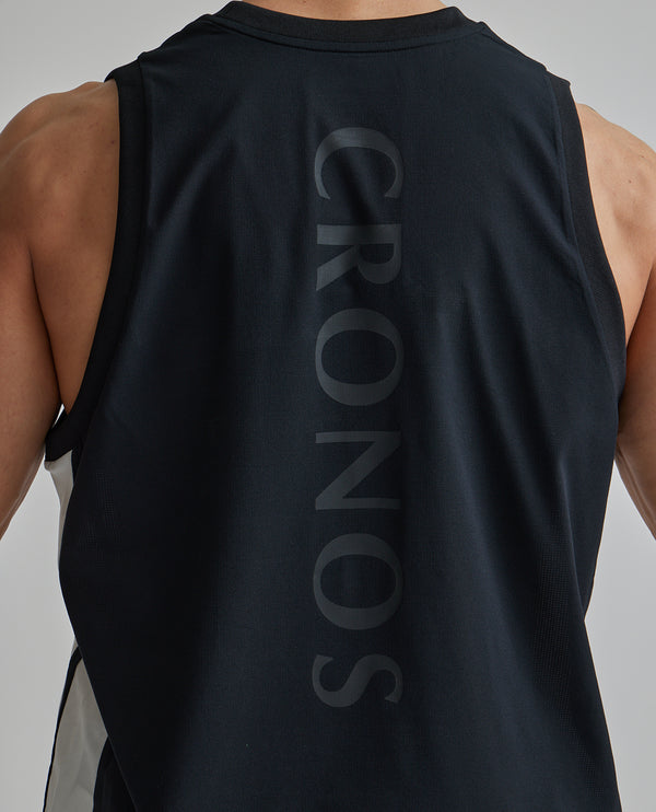 CRONOS 2LINE MESH SLEEVELESS【BLACK×WHITE】