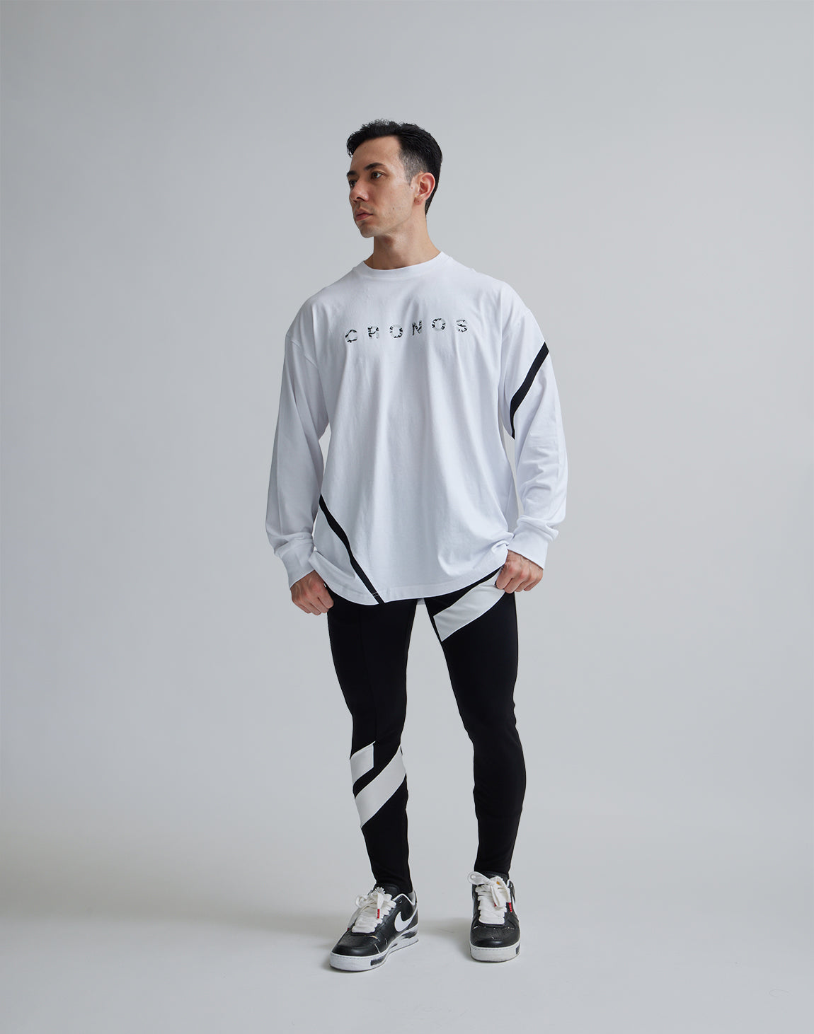 CRONOS GEOMETRIC LOGO LONG SLEEVE【WHITE】
