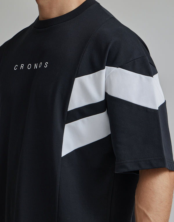 CRONOS DIAGONAl STRIPE OVERSAIZE T-SHIRTS【TAUPE】