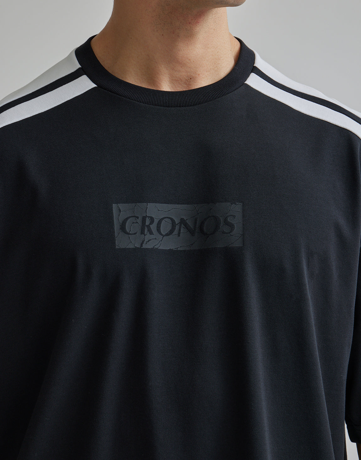 CRONOS STRIPED PATTERN OVERSIZE T-SHIRT【BLACK】 – クロノス