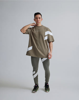 CRONOS DIAGONAl STRIPE OVERSAIZE T-SHIRTS【TAUPE】