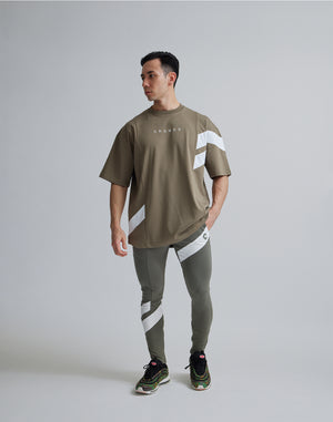 CRONOS DIAGONAl STRIPE OVERSAIZE T-SHIRTS【TAUPE】