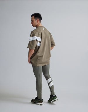 CRONOS DIAGONAl STRIPE OVERSAIZE T-SHIRTS【TAUPE】