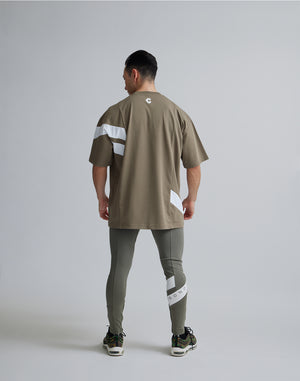CRONOS DIAGONAl STRIPE OVERSAIZE T-SHIRTS【TAUPE】