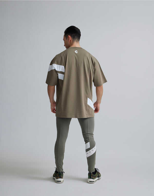 CRONOS DIAGONAl STRIPE OVERSAIZE T-SHIRTS【TAUPE】