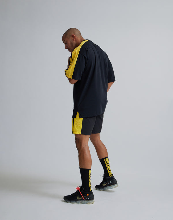 CRONOS W-FACE 2LINE OVERSAIZE T-SHIRTS【BLACK×YELLOW】
